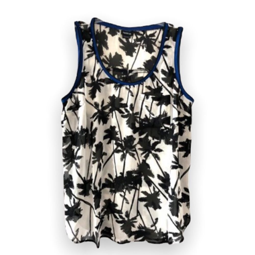 𝅺NWT Torrid Georgette sheer tank top palm trees chiffon summer Women’s Size 2x